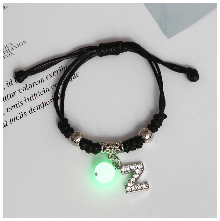 Luminous Couple Bracelet 26 English Letters Crystal Friendship Bracelet Women Men Jewelry Glow in the Dark Z
