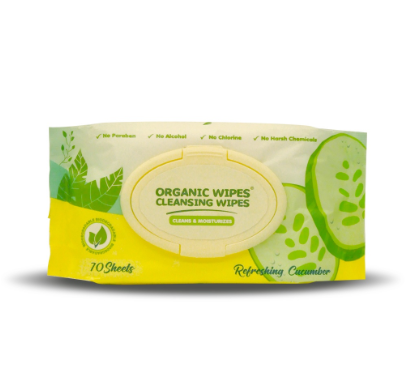 Organic Wipes Cleansing Wipes Refreshing Cucumber 70's