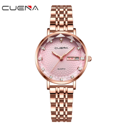 CUENA Women's Watch Top Brand Fashion Business Elegant Luxury Analog Quartz Stainless Steel Waterproof 6002 F06