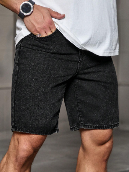 Manfinity Homme Men Gray Denim Distressed Loose Fit Shorts