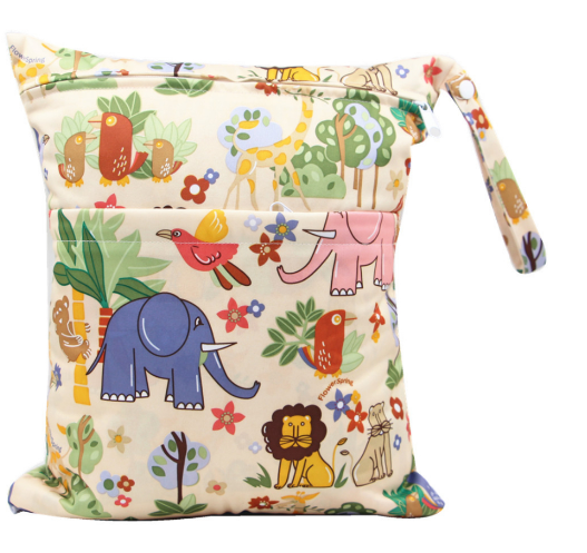 Diaper Wet Dry Bags Duble Zipper Printed Portable Waterproof Dag Storage Bag Swimwear Bag  30x36cm