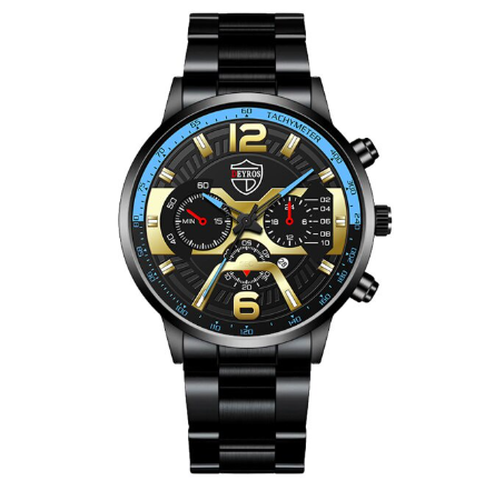 Full Steel Men's Quartz Business Wacthes Mens Stainless Steel Calendar Analog Wrist Watch Relo Ng Kalalakihan STEEL BLACK BLUE