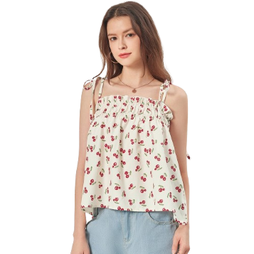 Lovito Women Boho Ditsy Floral Smocked Tank Top L68ED072 (Multi-Color)