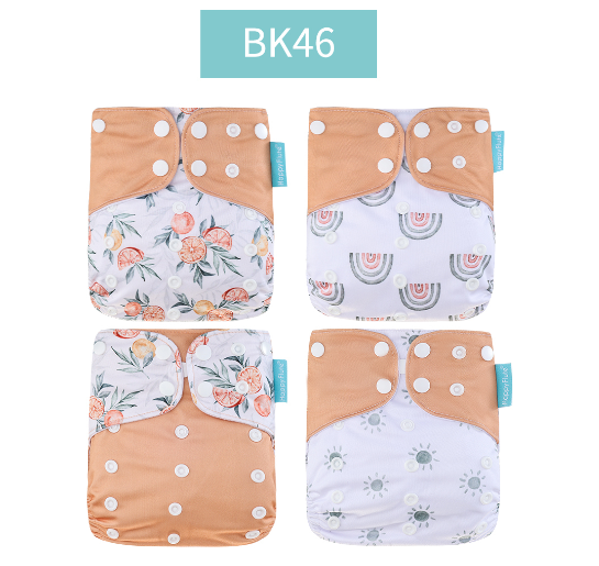 Happyflute 2023 Baby Reborn 4pcs set Washable Eco-friendly Baby Cloth Diaper Ecological Adjustable Nappy Reusable Diaper SET12