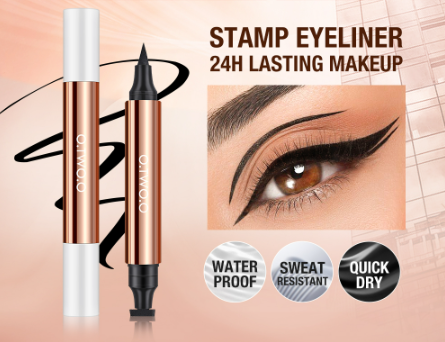 O.Two.O Winged Eyeliner Stamp Waterproof Makeup Smudge Proof Wing Eye Liner Pencil Black 2 In 1 Liquid Miraculous Cat-Eye Pen Long