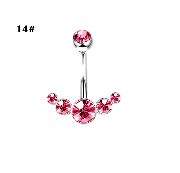Stainless Steel Heart Piercing Jewellery Zirconia Butterfly Belly Button Ring Belly Button Clasp Pink 14
