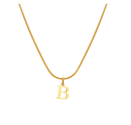 Vnox Gold 26 Capital Letter Necklace for Women,Stainless Steel Initial Pendant Necklaces B