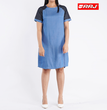 RRJ Ladies Modified Dress Regular Fitting Blouse Interlock Fabric Trendy fashion 143512 Navy