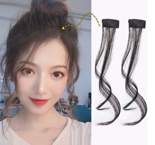 Long Sideburns Air Bangs Wig Piece Hair Extensions For Women Black Brown Color