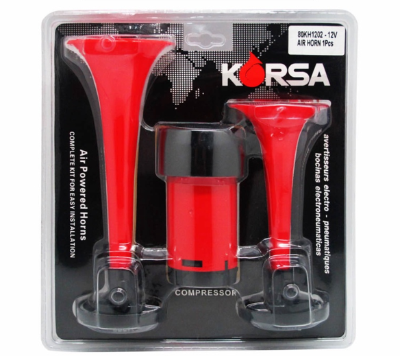 Korsa 80KH1202-12V Air Powered Twin Horn (Red)