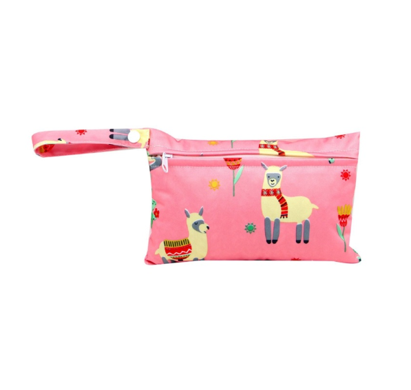 Waterproof Reusable Baby Diaper Bags Cartoon Print Wet Dry Nappy Zipper Handbag Stroller Carry Pack Outdoor Storage DB20