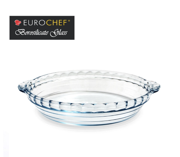Eurochef 9" Round Pie BG100 Borosilicate Glass Baking Dish Cake Bake Tray Casserole with Handles