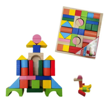 42 Pieces Wooden Blocks Kids Geometric Shape Educational Toys Mini Castle Blocks Early Learning