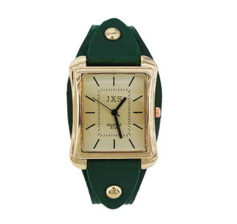Square simple men's and women's belt watch retro strip nail men's watch student watch F004