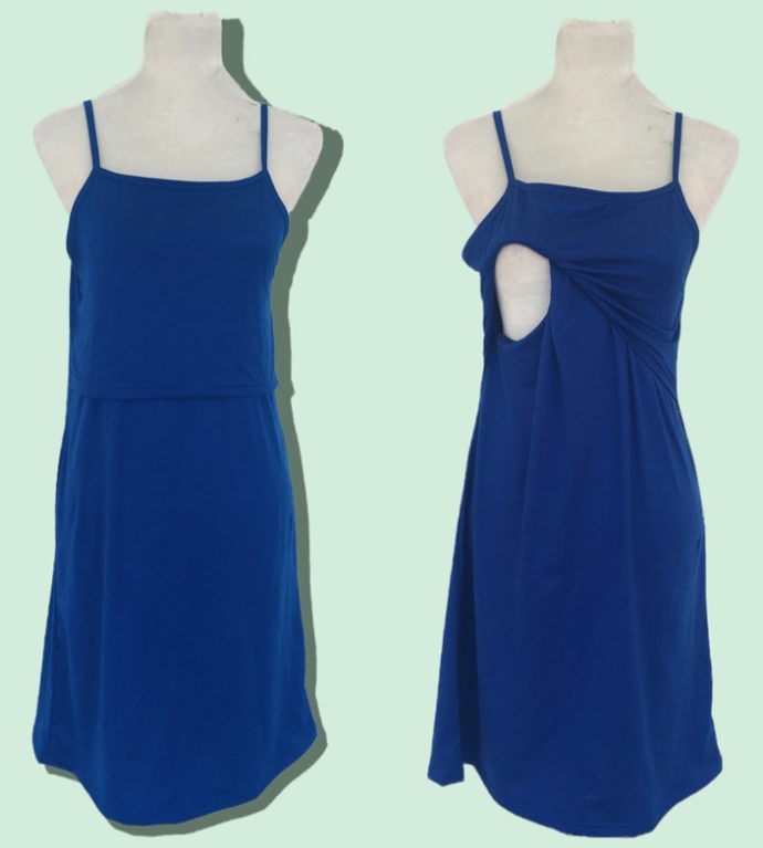 Best Moms Maternity and Nursing Spaghetti Dress Breastfeeding Wear ROYAL BLUE