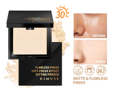 KIMUSE Oil Control Waterproof Flawless Matte Finish Powder With Mirror Soft-Focus Effect Setting Powder Black Gold Galaxy Collection