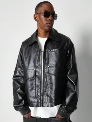 SUMWON Boxy Zip Through PU Jacket