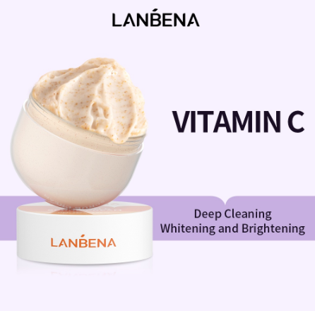 LANBENA Vitamin C Body Scrub Cream Whitening Bath Cleanser Exfoliating Moisturizer Sensitive Skin Care Oil Control 280G