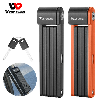 WEST BIKING Bicycle Safe Mountain Lock Folding Anti -Theft Key Locking Accessories