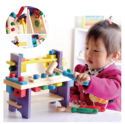 K2-shop Multi-function toolbox baby repair box wooden combination toy
