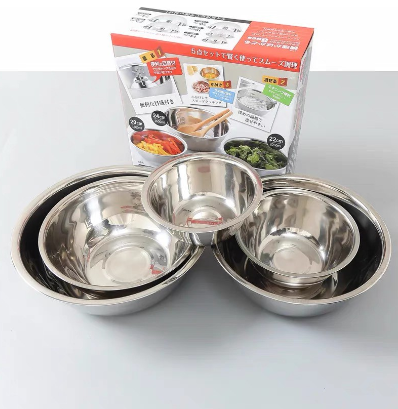 5pcs. seasoning bowl SET 5 in 1 bowl set Round bowl Stainless Steel Baking Basin Mixing Bowl Salad