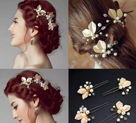 6 pcs Wedding Bridal Pearl Flower Crystal Hair Pins Clips Bridesmaid Head Jewelry Hair Accessories
