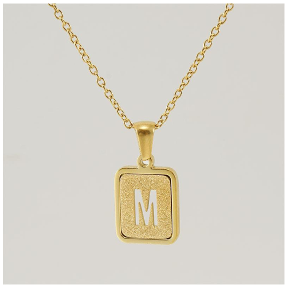 Fashionable 18K Stainless Steel Hollowed Out 26 Capital Letters Necklace for Womens Titanium Steel Letter Pendant Collarbone Chain M