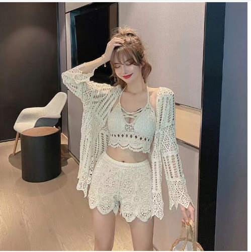 Beach Outfit for Women Crochet Top for Woman Beach Wear Crochet Crop Top Backless Halter Swimwear