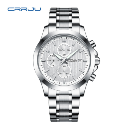 CRRJU Men's Watch Top Luxury Stainless Steel Strap Luminous Hands Business Casual Waterproof 2310X 004