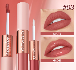 O.TWO.O Double Effect Matte&Gloss Lipgloss Long Lasting Non-Stick Cup Plump Shine Lip Makeup