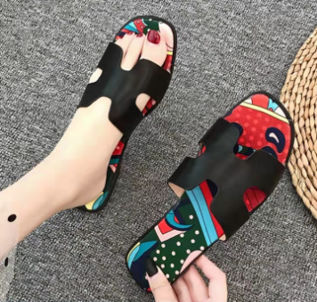 DX Korean Summer Women Solid Rubber Sandal Open Toe Flat Casual Slippers #560