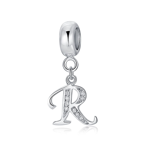 Pandora Letter Charm 925 Silver 26 Letters Diamond Charms Bracelet Pendant R