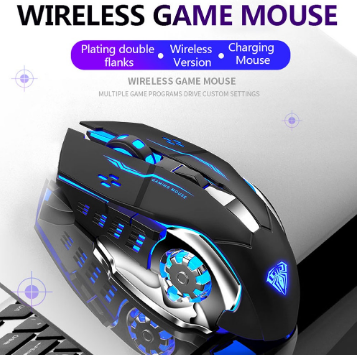 AULA Sc100 800mah Rechargable Wireless Mouse Charging Gaming Mice 4 Color Breathing for Game PC