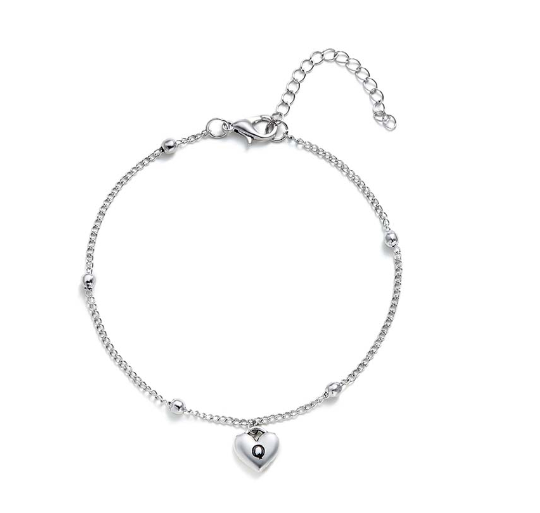 Fashion Silver Plated 26 Letters Initials Alphabet Bracelet Adjustable Bangle Women Jewelry Mother's Day Gift Q