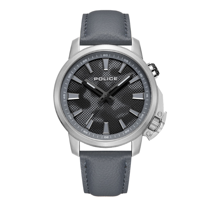 Police Kavalan Gray Leather Analog Quartz Watch For Men PPEWJD2202702