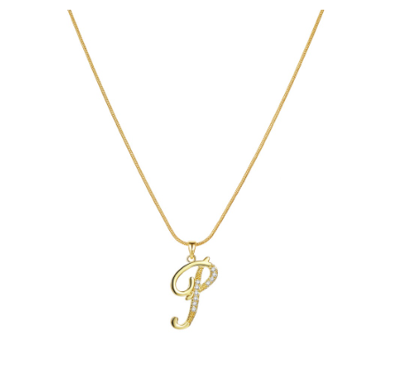 18K Gold Letter Pendant Necklace Retro Snake Chain Choker Diamond Couple Necklaces Jewelry Accessories Gift P