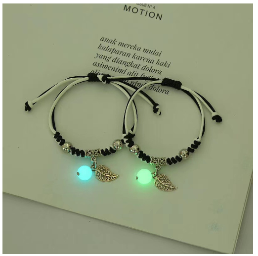 2Pcs Glow in the Dark Luminous Bracelet For Women Adjustable Fashion Women Men Couple Bracelet Best Friends Bracelets B46