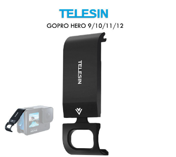 TELESIN Side Door Cover Aluminum Lid Charge Slot GoPro Hero 12, 11, 10, 9 Action Cameras GP-CLC-902