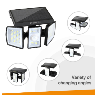 EverBrite 128LED Flood Solar Light Lamp Motion Sensor LED Light Waterproof Wall Lamp Outdoor Garden Street Light