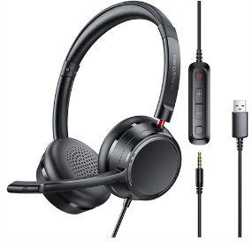 Tribit USB Headset with Microphone for PC, CallElite83 Stereo Wired Headphone with Noise Cancelling