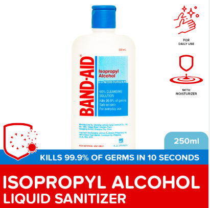 Band-Aid Isopropyl Alcohol w/ Moisturizers 250ml - First Aid, Wound Care, Kill 99% of Germs