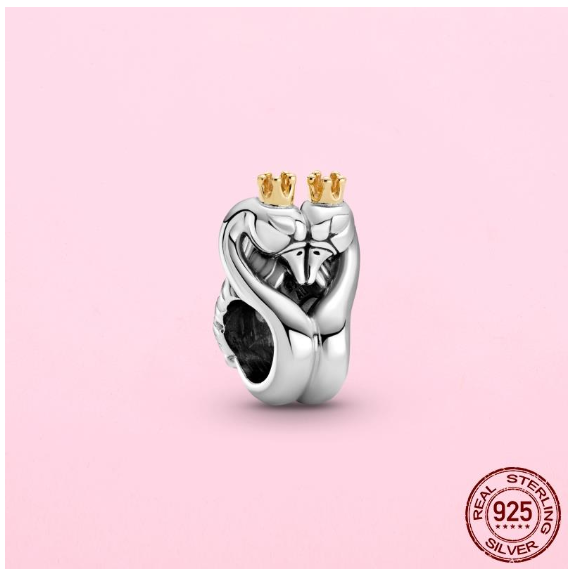 925 Sterling Silver Flamingo Leaf Rose Flower Charm CZ Luxury Pandora Pendant Fit Pandora Bracelet Necklace For Women DIY Making S31