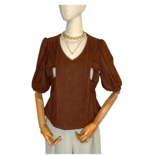 Nursing Blouse Puff Sleeve Plain Bark Nursing Top Breastfeeding Blouse Nursing wear Baptismal Outfit NB5