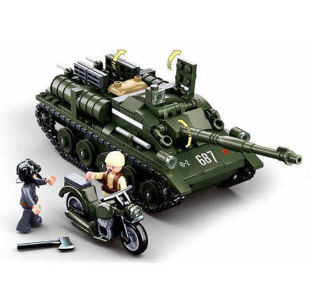Sluban Building Block Toys Ww2 Army Su85 Tank Destroyer 338 Pcs Bricks B0687 Military Construction Compatbile With Leading Brands