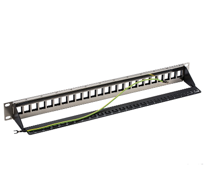 Linkwylan LW-PAN24-LK 19" 1U 24-Port Blank Empty Patch Panel Shielded Type With Cable Management Support Bar With Grounding W