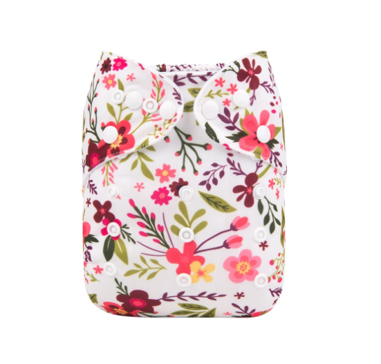 Alva Baby Cloth Diapers 1Set With Bamboo Charcoal Insert Printed Washable Diapers Cloth Diaper Pocket Nappy D4