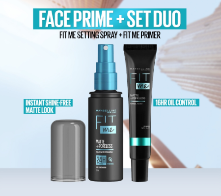 Fit Me Face Prime + Set Duo - Fit Me Poreless Primer + Fit Me Setting Spray - Matte, Oil Control