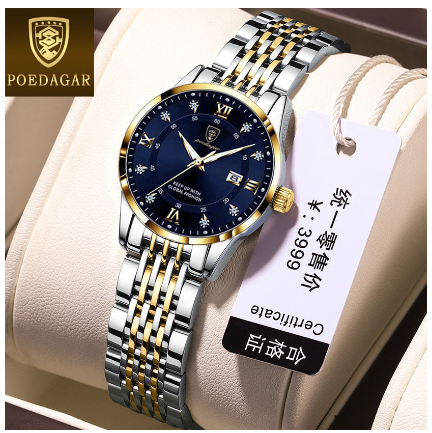 POEDAGAR luxury watch for woman original waterproof sale now fashion korean style stainless steel calendar luminous display Watch GOLD BLUE