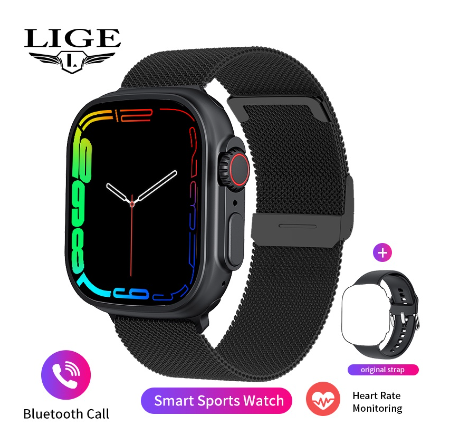 LIGE Smart Watch Men MESH BLACK