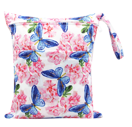 Diaper Wet Dry Bags Duble Zipper Printed Portable Waterproof Dag Storage Bag Swimwear Bag  30x36cm